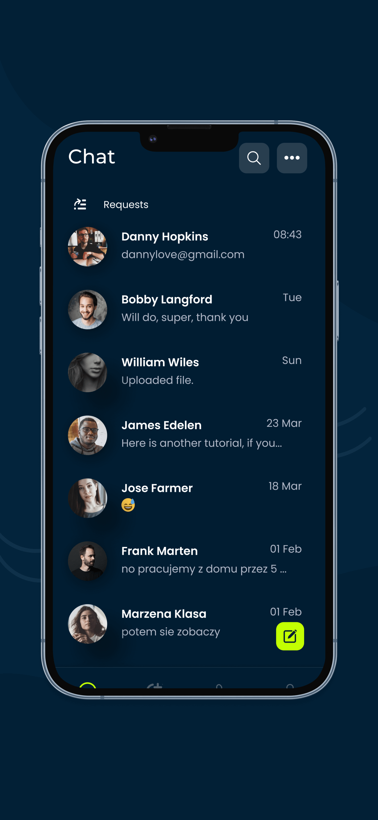 NeoVista App Interface - Home/Chat